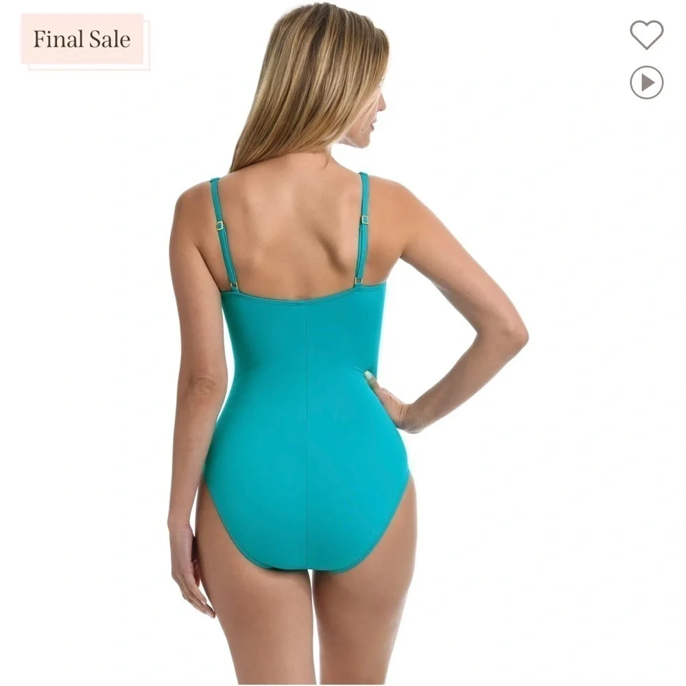 Island Goodness Twist Shirred One Piece Turquoise Size 6